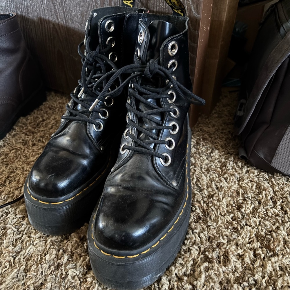 Dr. Martens Black Platform Combat Boots
